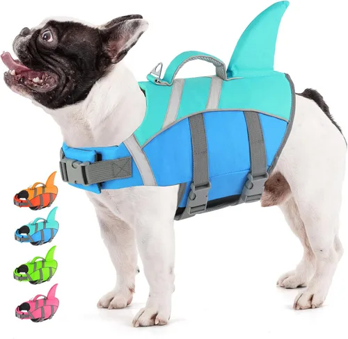 Miniatura 19 de Doglay Chaleco salvavidas para perro, tejido antidesgarros Ripstop, lindo chaleco salvavidas para perros con flotabilidad superior y asa de rescate