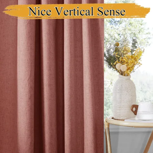 Miniatura 5 de RYB HOME Cortinas 100% opacas con forro blanco, cortinas de lino natural, cortinas de servicio Haeavy Duty, tratamiento de ventana con aislamiento