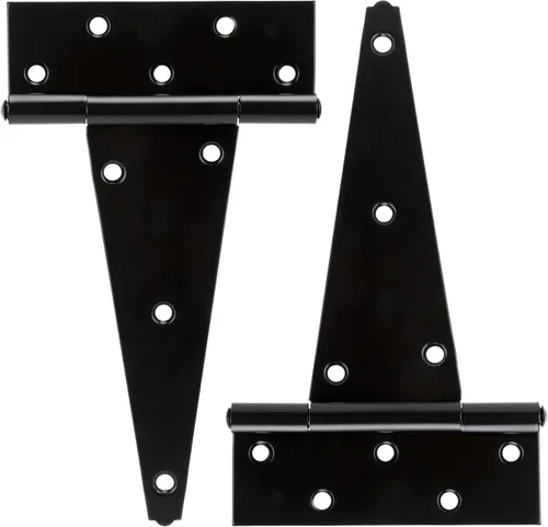 Miniatura 10 de HILLMASTER Bisagras de puerta de cobertizo con correa en T de 12 pulgadas resistentes Bisagras de correa de puerta Bisagra en T negra Herraje