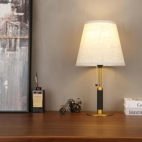 Miniatura 9 de 18.9" Modern Mid Century Table Lamp Pull Chain Bedside Lamps for Nightstand Lamp for Bedroom Living Room 3-Color Light Solid Wood/Metal/Fabric for