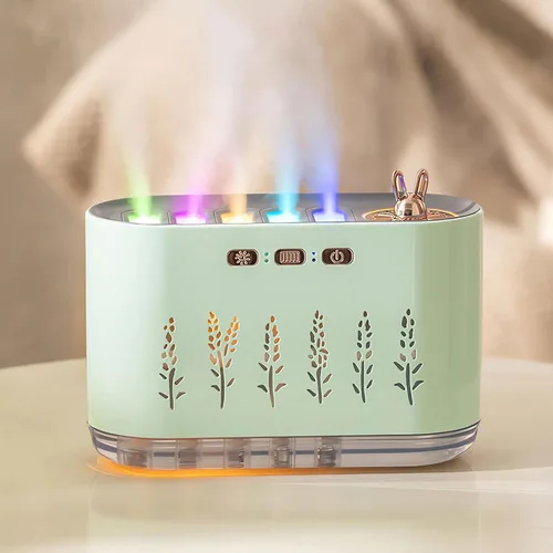 Humidificador de niebla fría de 5 boquillas, difusor de humidificador de detección de música con luz LED de 20 colores, difusor de aceite esencial