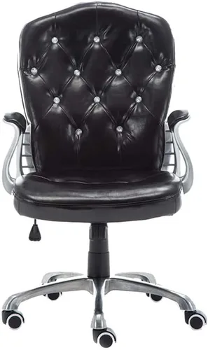 Miniatura 11 de Silla de oficina en casa, silla giratoria ergonómica para computadora con soporte lumbar, reposabrazos ejecutiva, con reposabrazos fijos, altura Oro
