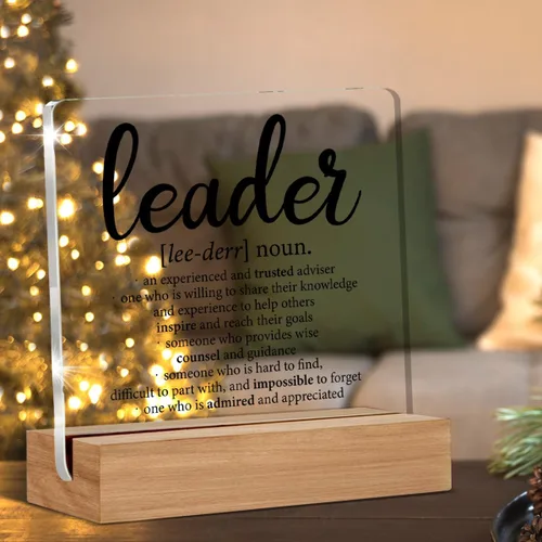 Miniatura 3 de Regalos de apreciación para líderes para jefe, mentor, gerente, definición de liderazgo, letrero decorativo claro para escritorio, letrero acrílico