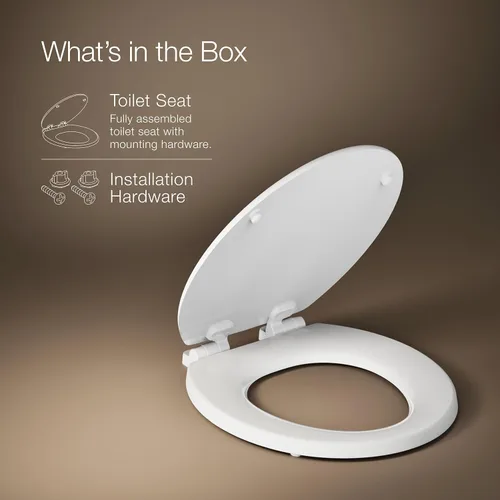 Miniatura 9 de KOHLER Stonewood Quiet-Close, Asiento de inodoro redondo de cierre suave, madera duradera, fácil instalación, ajuste universal, elementos esenciales