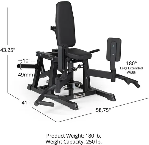 Miniatura 7 de Titan Fitness Máquina de ejercicios de abductor y aductor de cadera con carga en placa, clasificada 250 libras, máquina estabilizadora combinada
