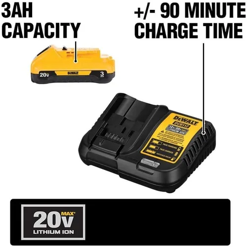 Miniatura 4 de DEWALT Paquete de batería de 20V MAX con cargador, 3 Ah, tiempo de funcionamiento extra largo (DCB230C)