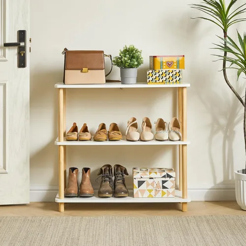 Miniatura 6 de IBUYKE Estantería abierta de madera de 3 niveles – Moderno organizador de almacenamiento independiente, estantes de pie, soporte de exhibición