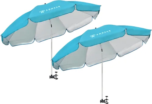 Miniatura 9 de AMMSUN Paraguas para silla XL con abrazadera universal ajustable de 47 pulgadas y giratorio de 360 grados UPF 50+, abrazadera portátil para silla