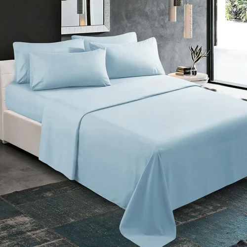 Miniatura 5 de KBC linen Juego de sábanas de lujo de 6 piezas para hotel, 100% algodón, sábana bajera ajustable de 21 a 24 pulgadas, sin arrugas, juego de ropa