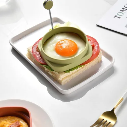 Miniatura 2 de Yelleow - Molde para freidora de huevos fritos de doble cara de grado alimenticio flexible de grado alimenticio para el hogar, anillo de huevos