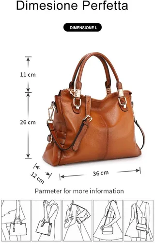 Miniatura 8 de Kattee Cartera bandolera estilo urbano de cuero para mujer