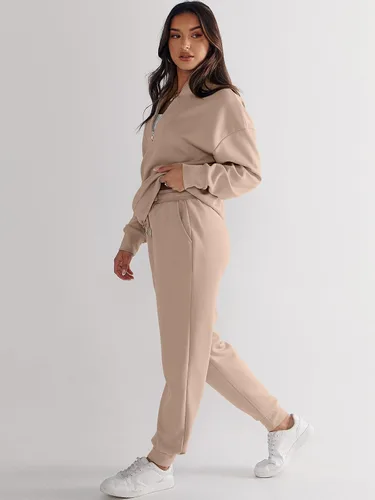 Miniatura 4 de ANRABESS Womens 2 Piece Outfits Sweatsuit Half Zip Long Sleeve Cropped Sweatshirt Jogger Sweatpants Travel Tracksuit Set
