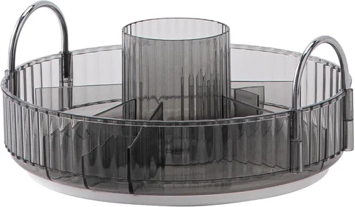 INVSSENE Organizador de maquillaje giratorio de 360°, organizador de baño de gran capacidad, organizador de maquillaje de 1 nivel y almacenamiento