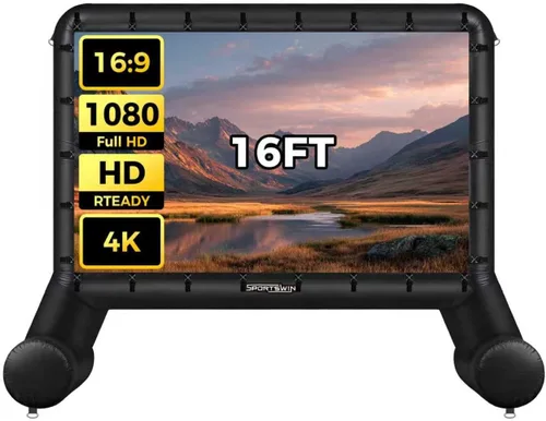 Pantalla de cine inflable para exteriores de 16 pies, pantalla de proyector inflable para exteriores con soplador de aire, pantallas de película