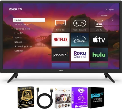 Roku Paquete de Smart TV Full HD de 32 pulgadas, pantalla LED de 1080p, audio Dolby, funciona con Alexa, control remoto de voz, modo Bluetooth, con