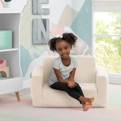 Miniatura 2 de Delta Children Cozee - Silla abatible Sherpa 2 en 1, silla convertible a tumbona para niños, crema