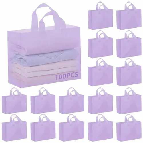 Miniatura 18 de Amylove 80 bolsas de regalo transparentes a granel con asa, bolsa de plástico esmerilado, embalaje reutilizable, envoltura de golosinas