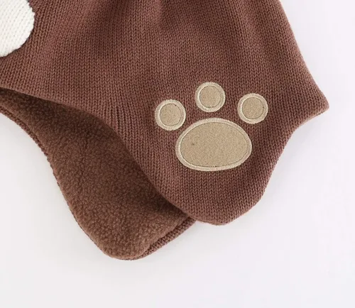 Miniatura 5 de LLmoway Gorro de punto con forro polar para bebé, con orejeras, pompón