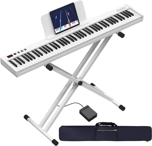 Miniatura 9 de KONIX Piano de Teclado de 88 Teclas Semi Pesado, Piano Digital de Tamaño Completo con Soporte Doble X, Piano de Teclado Portátil para Principiantes
