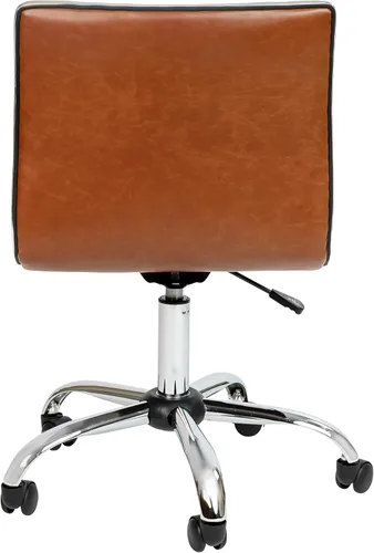 Miniatura 5 de Flash Furniture - Silla de oficina, vinilo marrón, estructura cromada, sin reposabrazos, asiento y respaldo acanalados, diseño de respaldo bajo