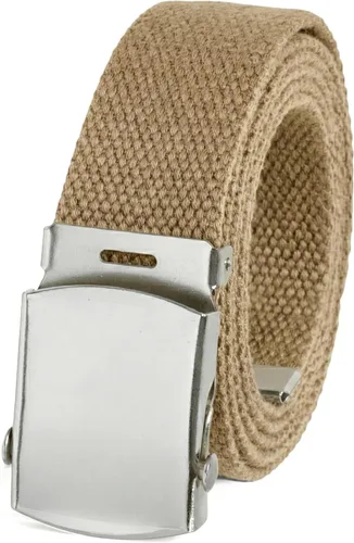 Miniatura 8 de BC Belts Cinturón de tela de lona con hebilla cromada de 54 pulgadas de largo, estilo militar totalmente ajustable