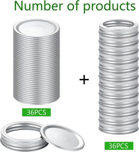 Miniatura 3 de Tapas para conservas Ball Kerr con anillos - Tapas y anillos divididos, material de grado alimenticio, 100% ajuste y hermético para frascos de boca