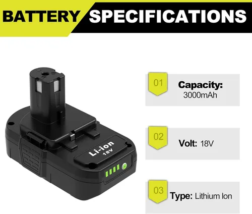 Miniatura 2 de Reemplazo de 3.0Ah para batería Ryobi de 18 V compatible con Ryobi batería de litio de 18 voltios ONE+ Plus P102 P103 P104 P105 P107 P108 P109