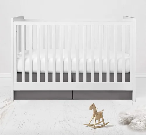 Miniatura 10 de Bacati Falda de cama sólida para cuna/niño pequeño, color blanco, 13 pulgadas