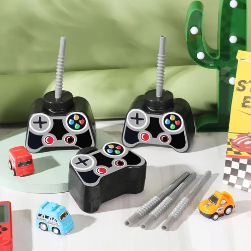 Miniatura 4 de Mifoci 24 vasos de plástico para fiestas de videojuegos con pajita y tapa, tazas de 10 onzas con temática de cumpleaños para jugadores, 7º recuerdos
