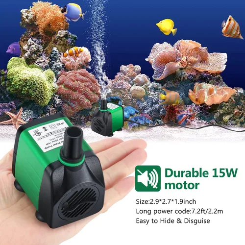 Miniatura 3 de CWKJ Bomba de fuente, bomba de fuente de agua de 220 GPH (15 W 900 L/H), bomba sumergible para fuente al aire libre con tubo de 6.5 pies