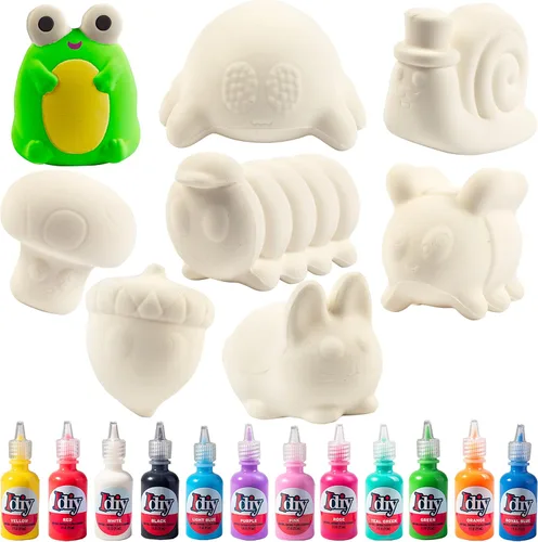 Miniatura 10 de Idiy Kit de manualidades Jumbo Squishy Toys (paquete de 8 animales marinos) – Pinta tus propios Squishies de levantamiento lento DIY Ocean Art Set
