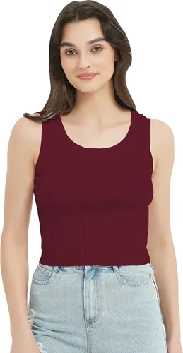 Miniatura 3 de Women's Casual Tank Top Solid Color Basic Sleeveless Crew Neck Ribbed Knit Crop Top