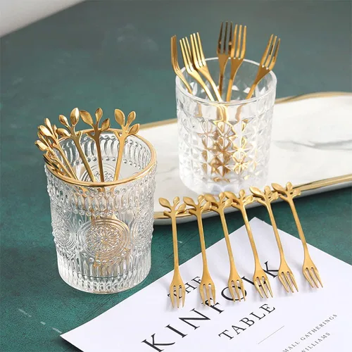Miniatura 5 de Gold - Juego de 13 cucharas de cisne con cucharas y tenedores para café, té y mesa de postres