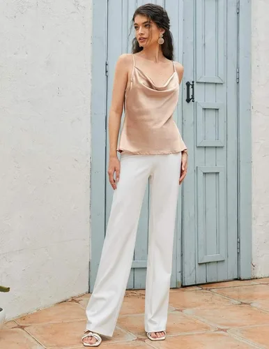 Miniatura 6 de Ekouaer Womens Cowl Neck Tank Tops Satin Camisole Basic Silky Loose Shirt Blouse