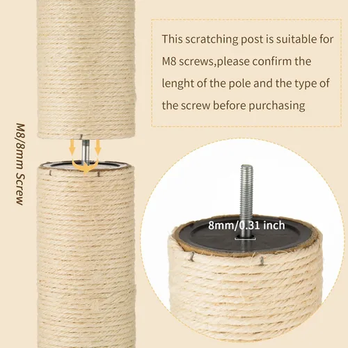 Miniatura 3 de 2 postes rascadores de raíces para gatos, repuesto de poste de rascador de árbol de gato de 11.81 x 3.54 pulgadas, poste de sisal natural, poste