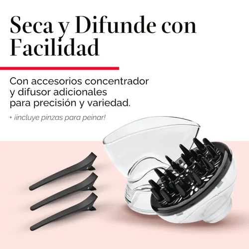 Miniatura 3 de REVLON Secador de pelo infrarrojo con difusor y concentrador - Secador de pelo iónico de cerámica para control del encrespamiento, brillo, cabello