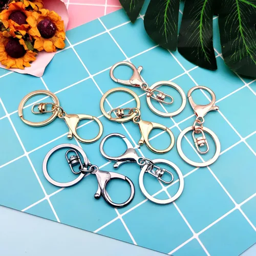 Miniatura 7 de 40 llaveros con cierre de pinza de langosta para la fabricación de joyas, clips de gancho giratorios de metal para llavero con anillo dividido