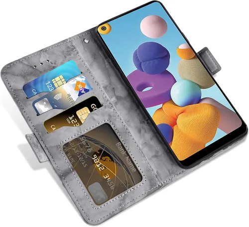 Miniatura 4 de Asuwish Funda compatible con Samsung Galaxy A21 y protector de pantalla de vidrio templado, accesorios para celulares, ranura para tarjetero