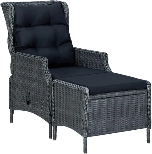 Miniatura 7 de Ensemble de salle à manger extérieur 9 piezas gris foncé, mesa rectangular et 6 chaises avec primos, résistant aux intempéries pour jardín, terraza