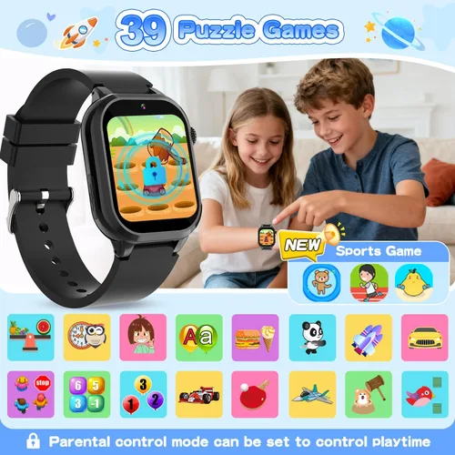 Miniatura 3 de MOFGDNI Reloj inteligente para niños con 39 juegos, cámara incorporada, grabadora de video, alarma, calculadora, podómetro y varios fondos