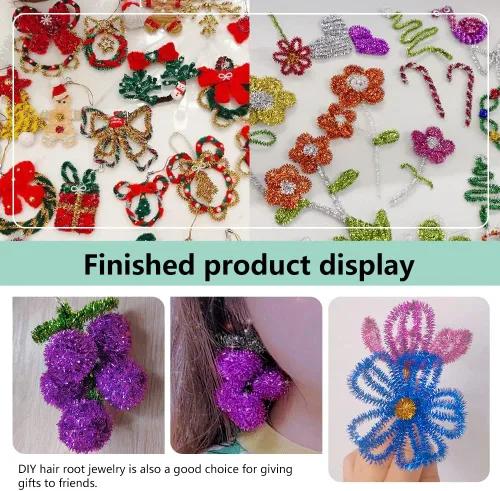 Miniatura 7 de 100 piezas de tallos de felpilla para limpiar tuberías color verde brillantina, para manualidades, manualidades, palitos peludos, a granel