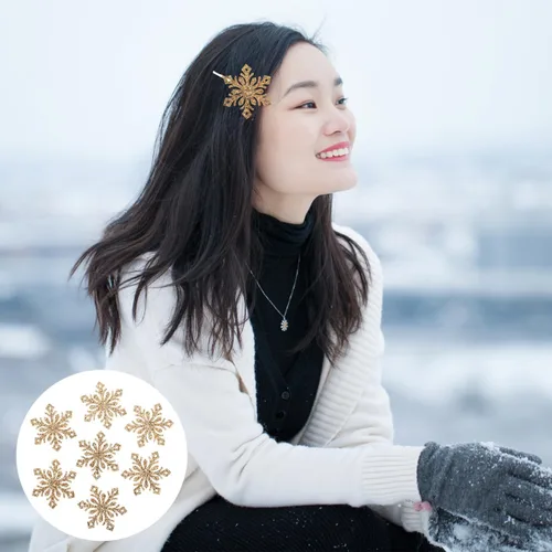 Miniatura 9 de EXCEART 30 parches de copo de nieve con brillantina para planchar en copos de nieve, horquillas para ropa, vestidos, plantas, sombreros, jeans