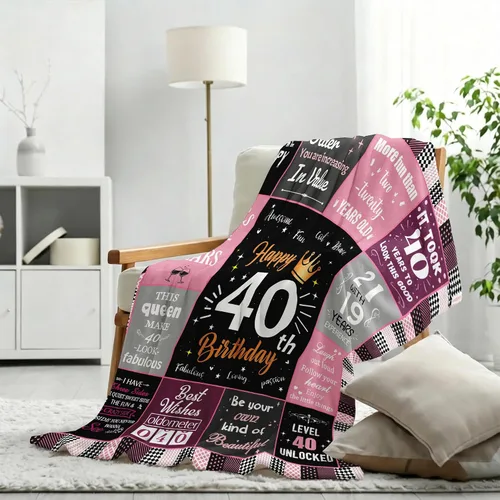 Miniatura 4 de Regalos de cumpleaños número 40 para mujeres, manta de forro polar única de feliz cumpleaños de 50 x 60 pulgadas, regalos divertidos de decoraciones