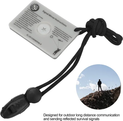 Miniatura 5 de Dilwe Espejo al aire libre, cristal reflector multifunción con cordón para acampar al aire libre, supervivencia, emergencia
