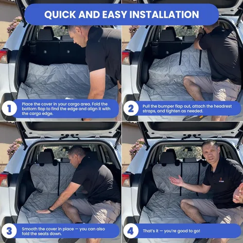 Miniatura 6 de 4Knines Forro de Carga Dividido para SUV – Para Perros y Mascotas, Resistente, Alfombrilla Impermeable para Maletero y Cubierta de Carga – Se Adapta