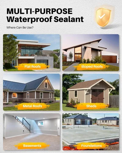 Miniatura 4 de Pintura de poliuretano impermeable negra, 1 galón, revestimiento sellador impermeable para techos planos y metálicos, fundaciones, concretos