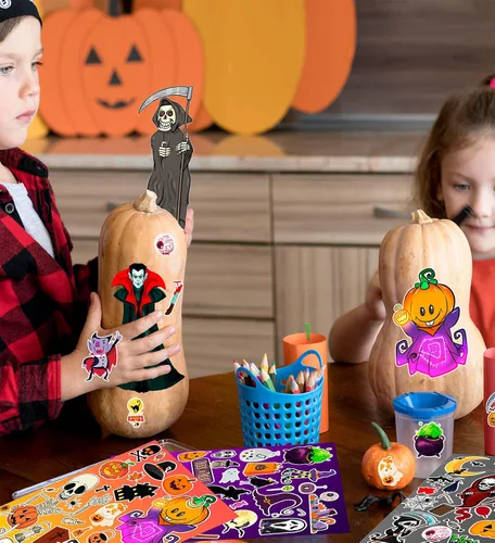 Miniatura 7 de Calcomanías de Halloween, recuerdos de fiesta de Halloween, 36 hojas de calcomanías navideñas, decoración de fiesta de Halloween, manualidades