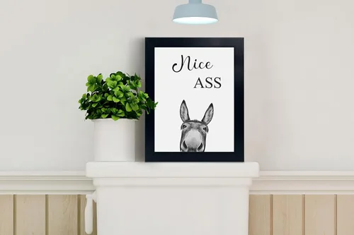 Miniatura 3 de Decoración de habitación de asno con estampados de animales, bonito cartel de citas de culo en el baño, decoración divertida para el baño, carteles