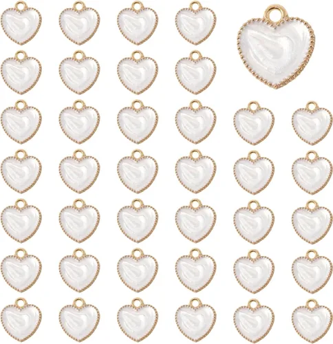 Honbay 40 piezas de encantos de aleación de esmalte colgante encantos delicados lindos en forma de corazón de amor colgantes del día de San Valentín