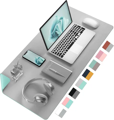 Miniatura 24 de Aothia Alfombrilla de escritorio de piel sintética de doble cara, antideslizante, grande, para mouse y escritorio para oficina, hogar, impermeable